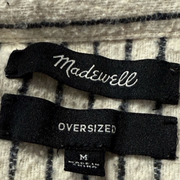 Madewell Sunday Flannel Shirt in Mick Stripe Oversized Textured Women’s Medium - Picture 4 of 6